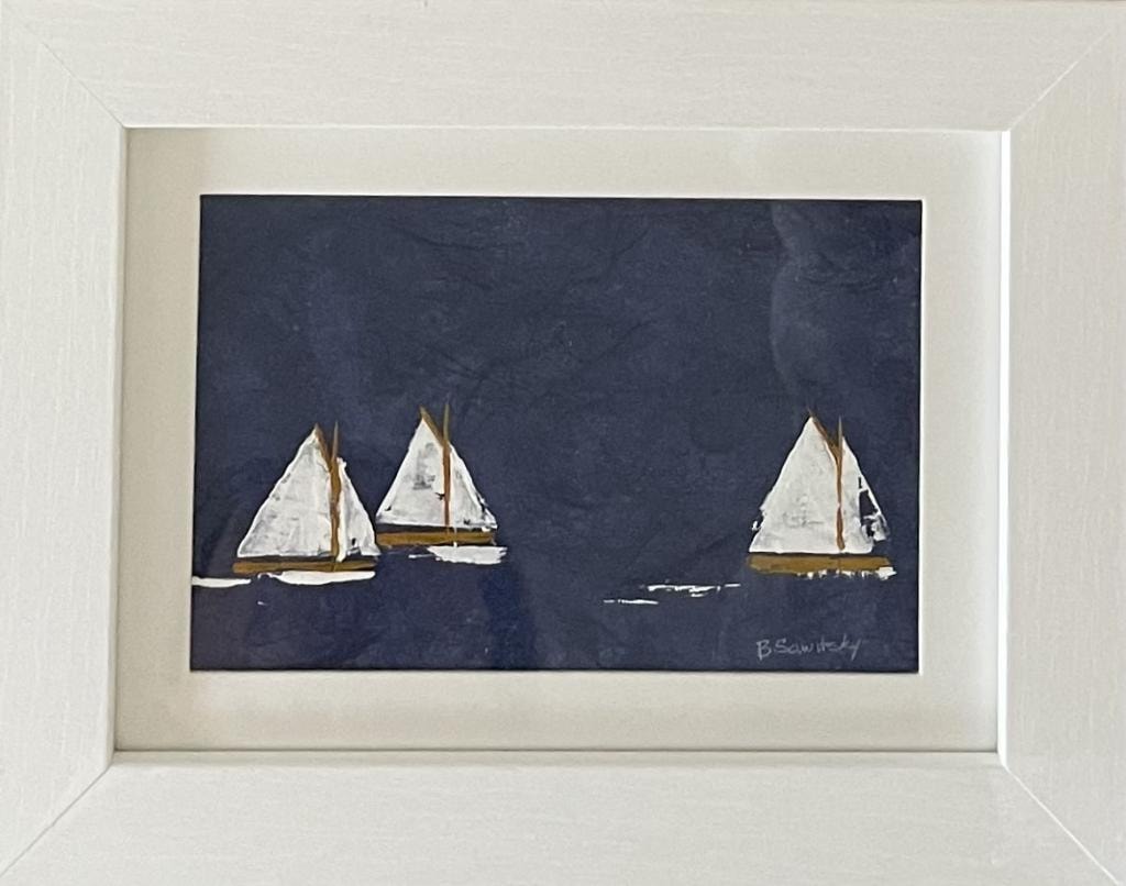 Palette knife sailing painting 12 on rice paper — Sea & Scales