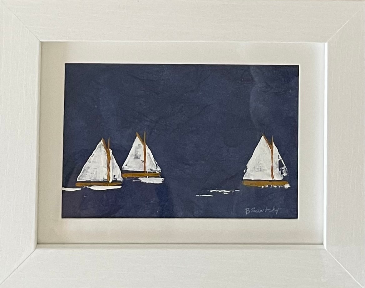 Palette knife sailing painting 14 on rice paper — Sea & Scales
