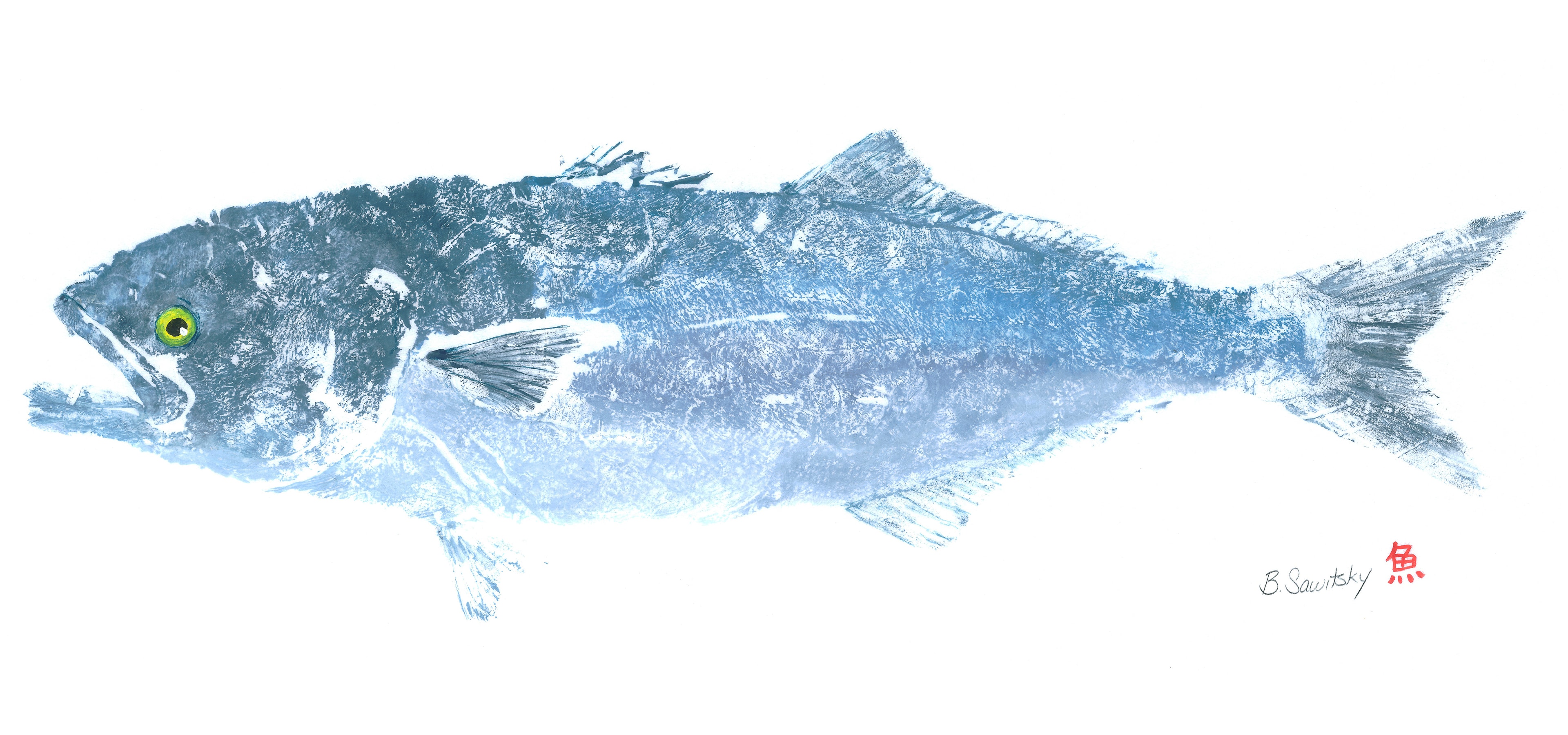 Bluefish 2 — Gyotaku print by Bridget Sawitsky