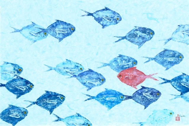Go Your Own Way — Gyotaku school print by Bridget Sawitsky