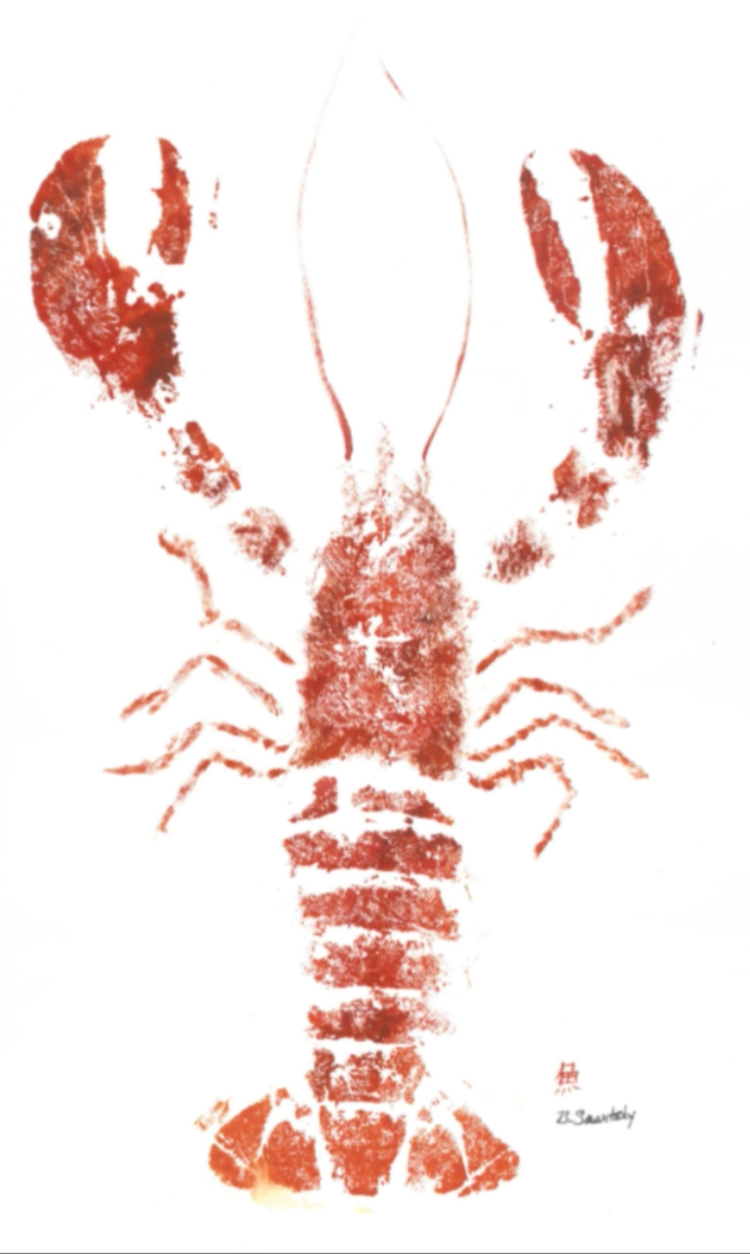 Lobster — Gyotaku print by Bridget Sawitsky