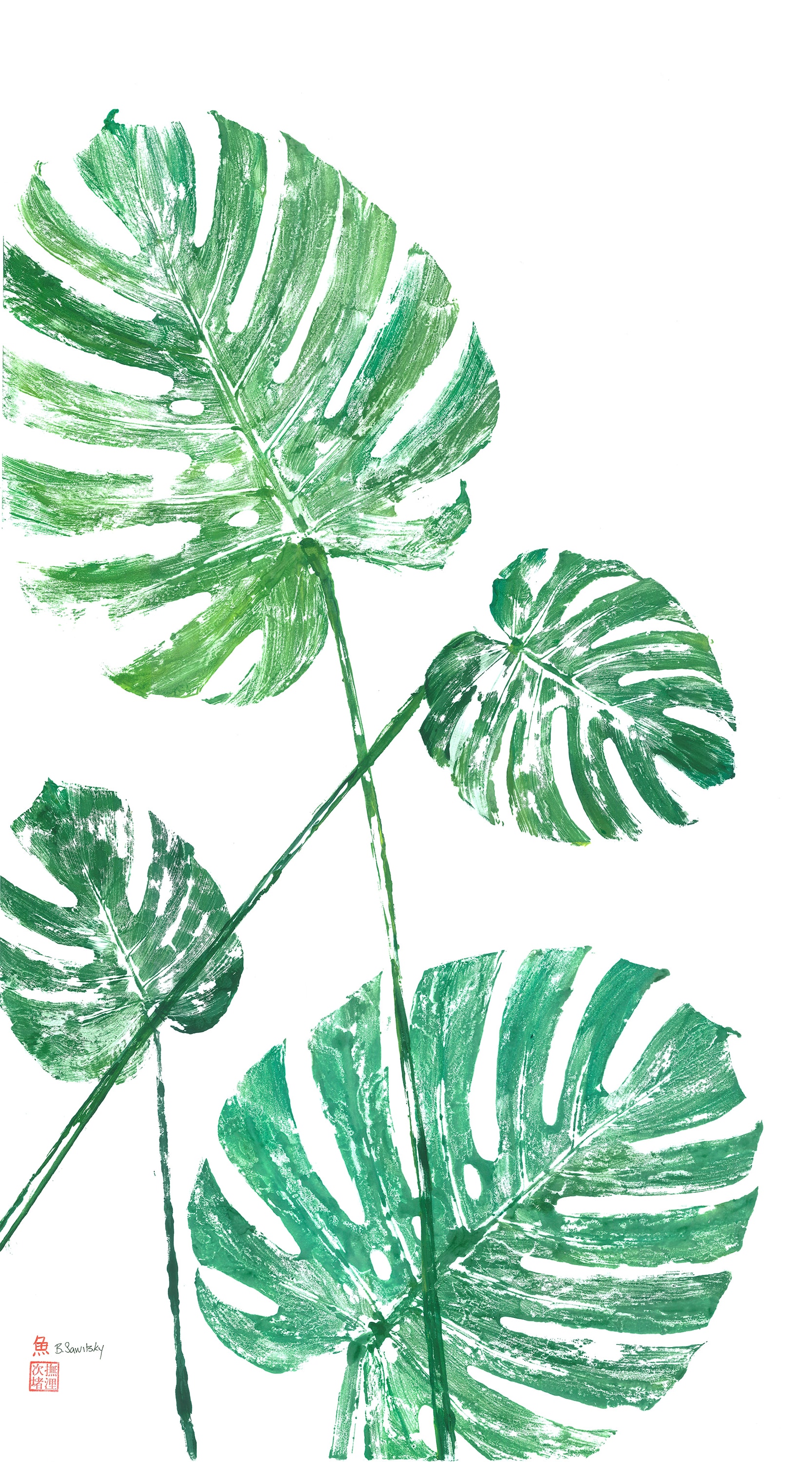Monstera Leaves — Gyotaku print