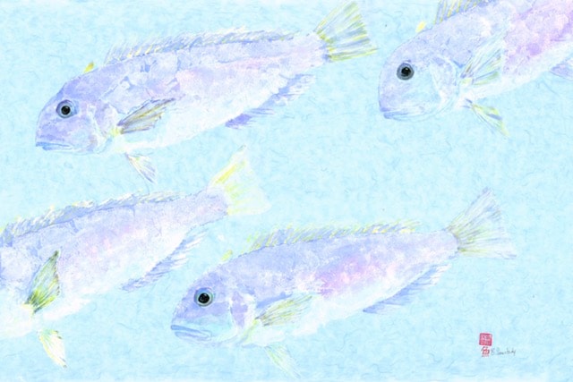 Pastel Currents — Gyotaku print