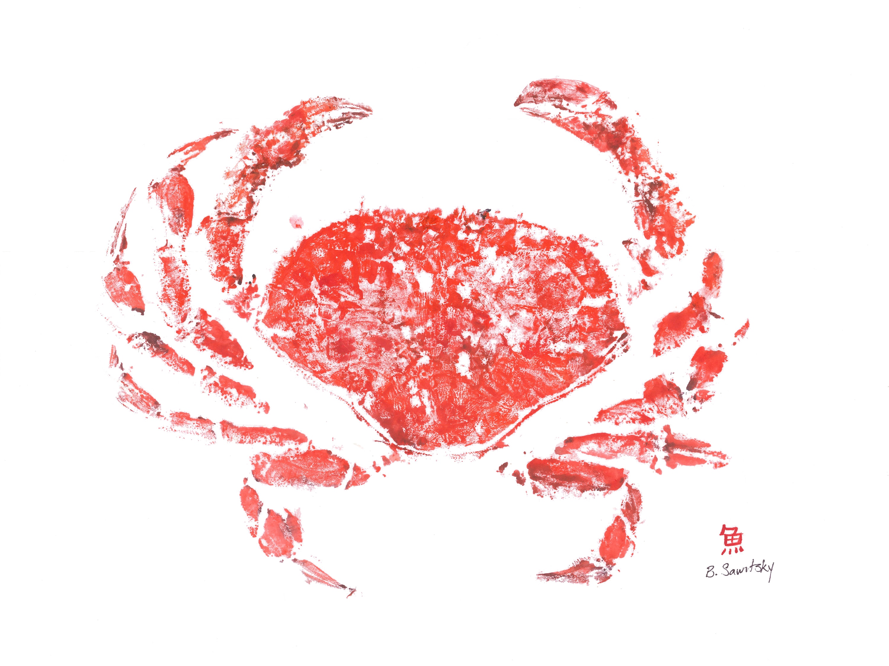 Red Crab — Gyotaku print by Bridget Sawitsky
