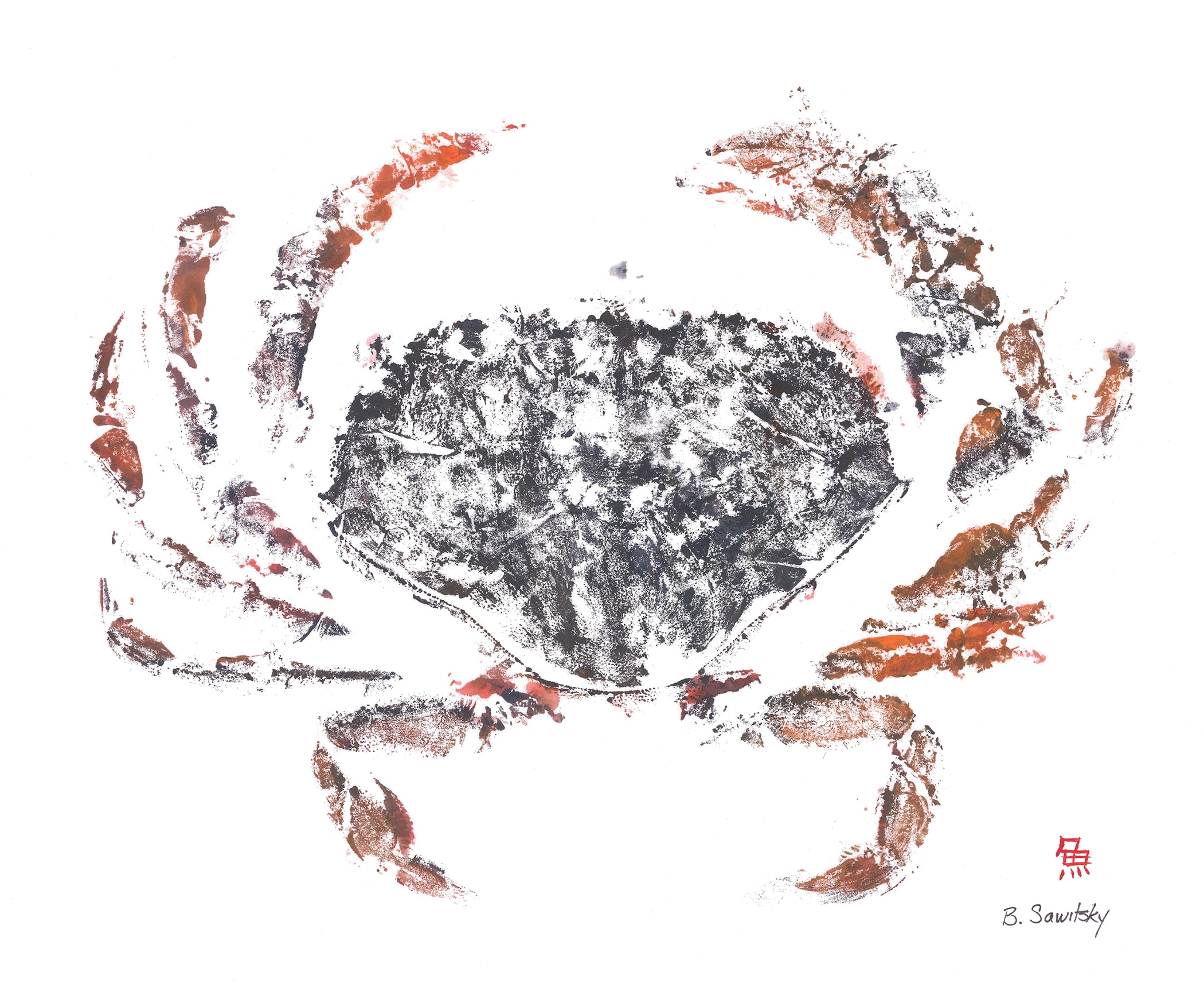 Blue Crab — Gyotaku print by Bridget Sawitsky
