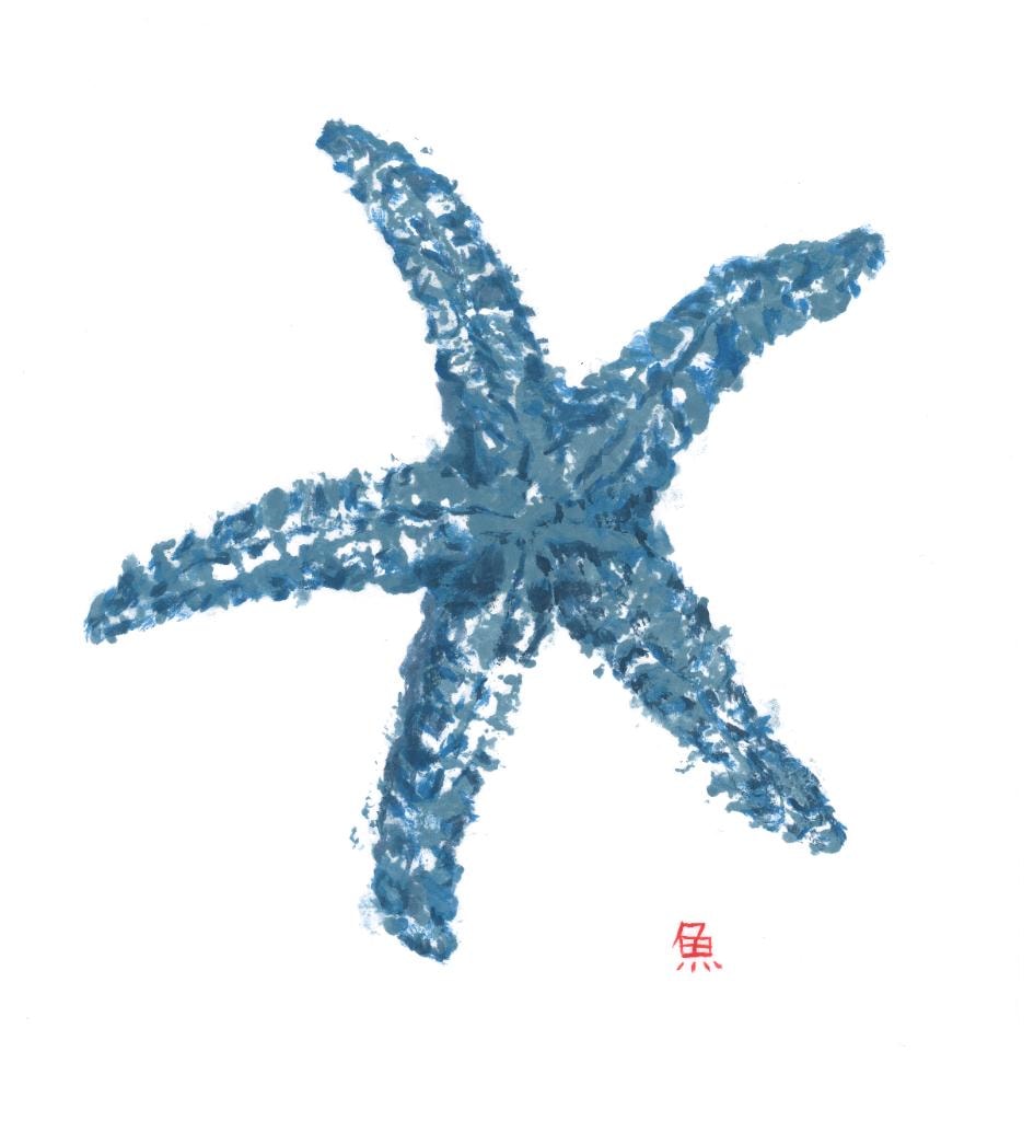 Starfish — Gyotaku print by Bridget Sawitsky
