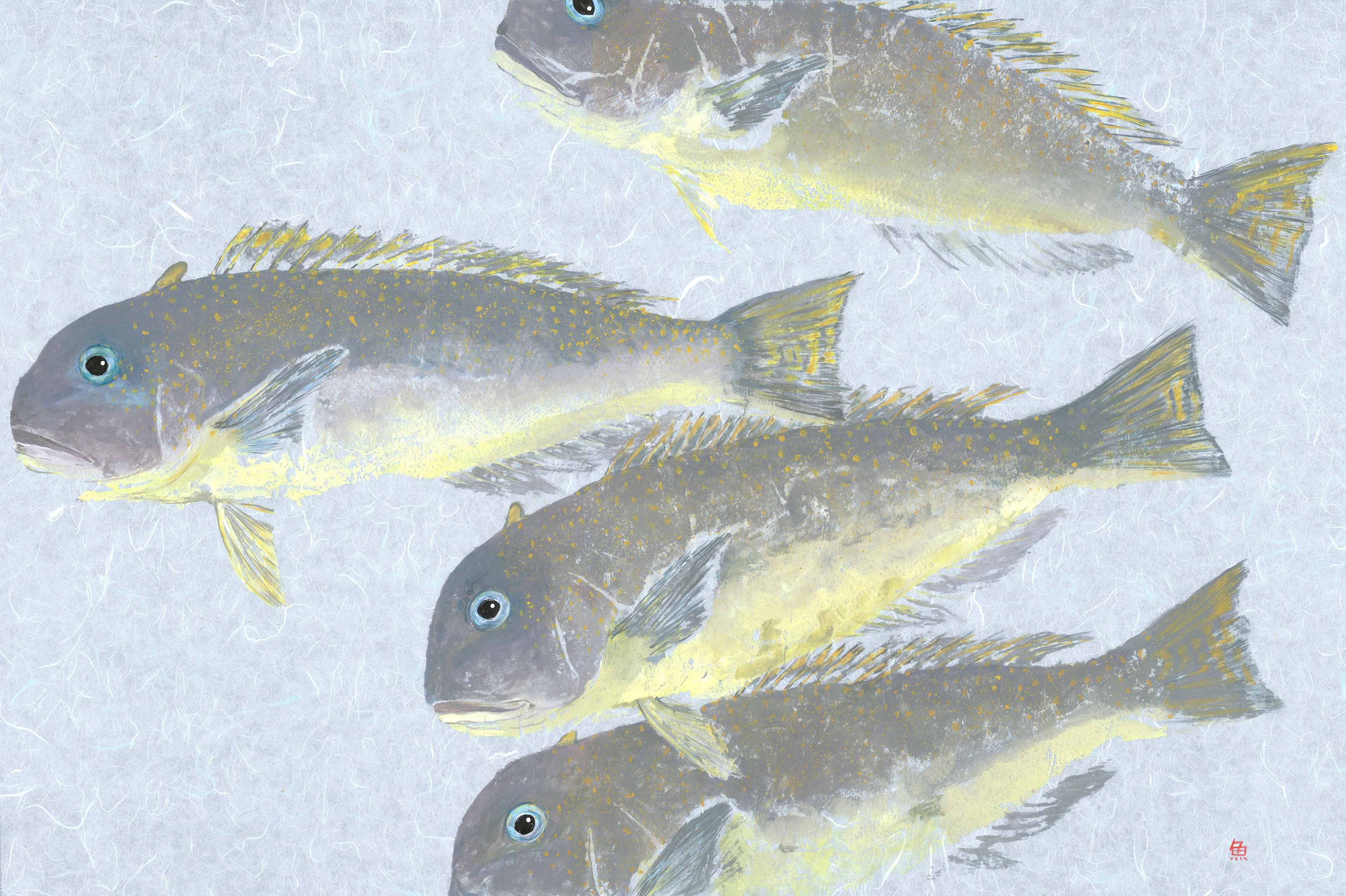 Tile Fish School — Gyotaku school print by Bridget Sawitsky