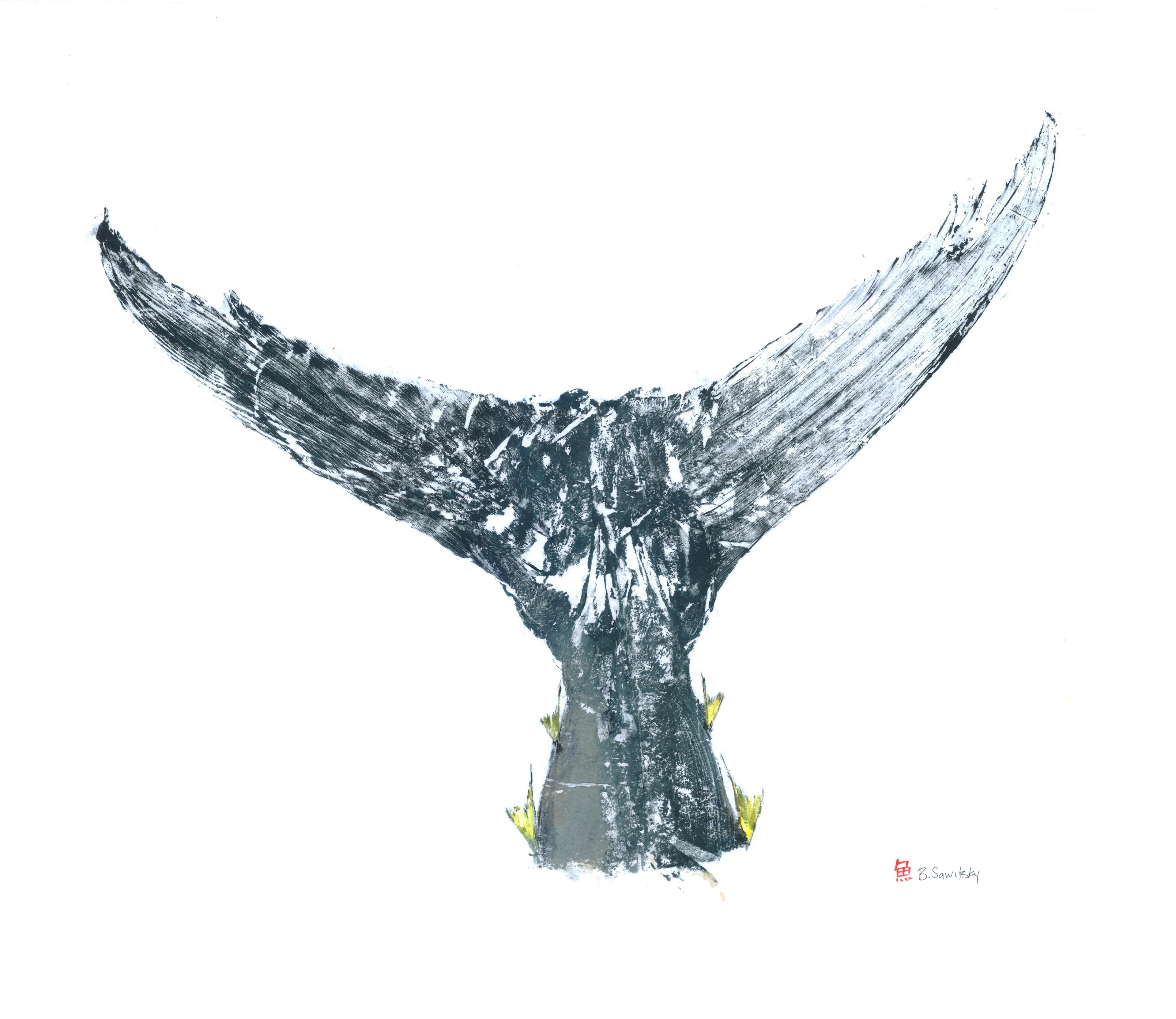 Tuna Tail — Gyotaku print by Bridget Sawitsky
