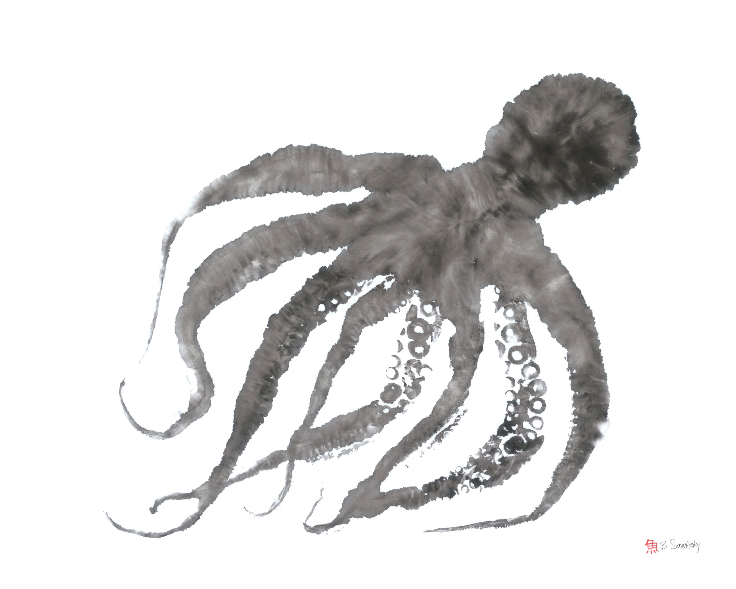 Octopus — Gyotaku giclee print by Bridget Sawitsky