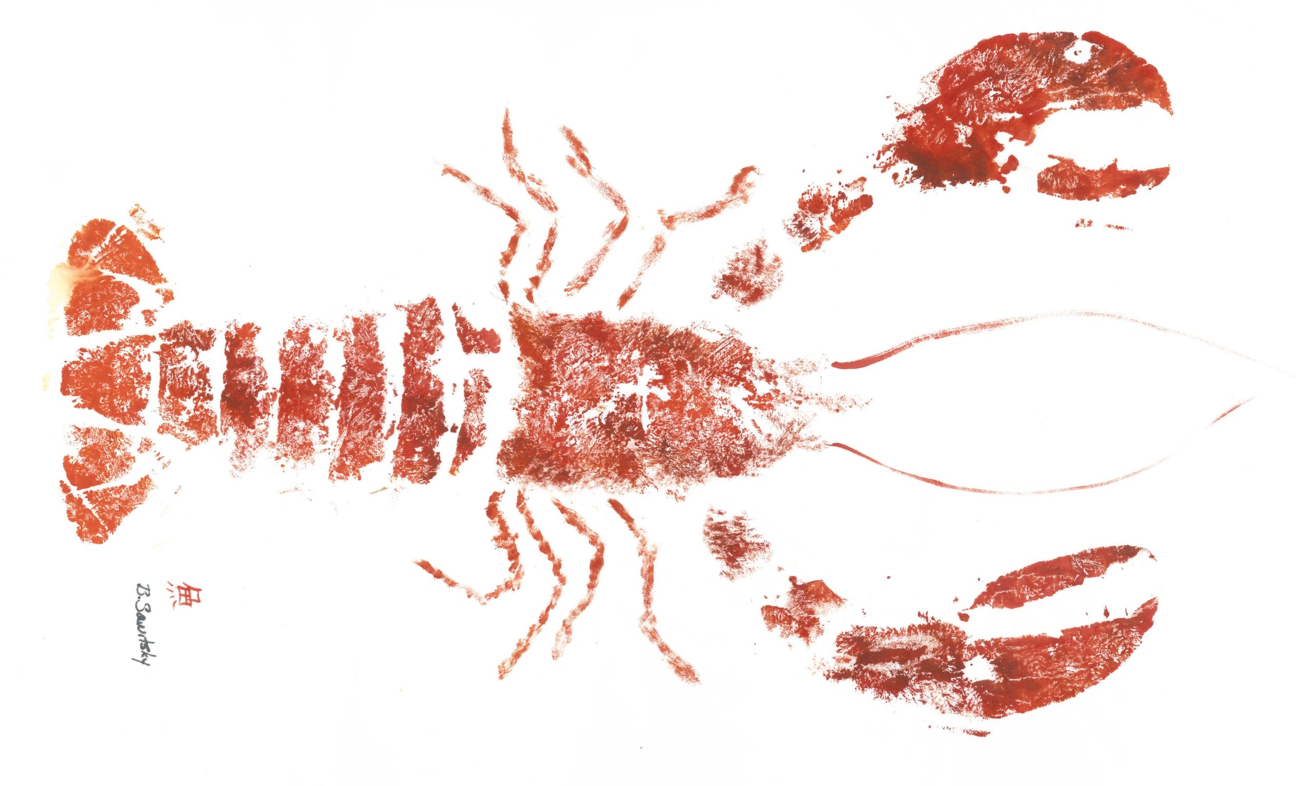 Lobster — Gyotaku giclee print by Bridget Sawitsky